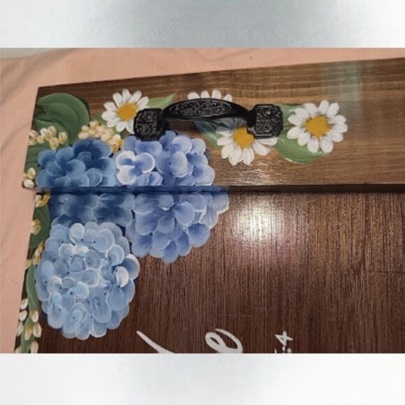 12 x 24 beautiful floral design wood hand painted tray Abide in Me John 15:4 - Picture 5 of 12